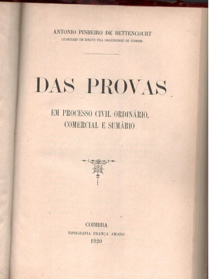 Das provas em processo civil ordinário comercial e sumário