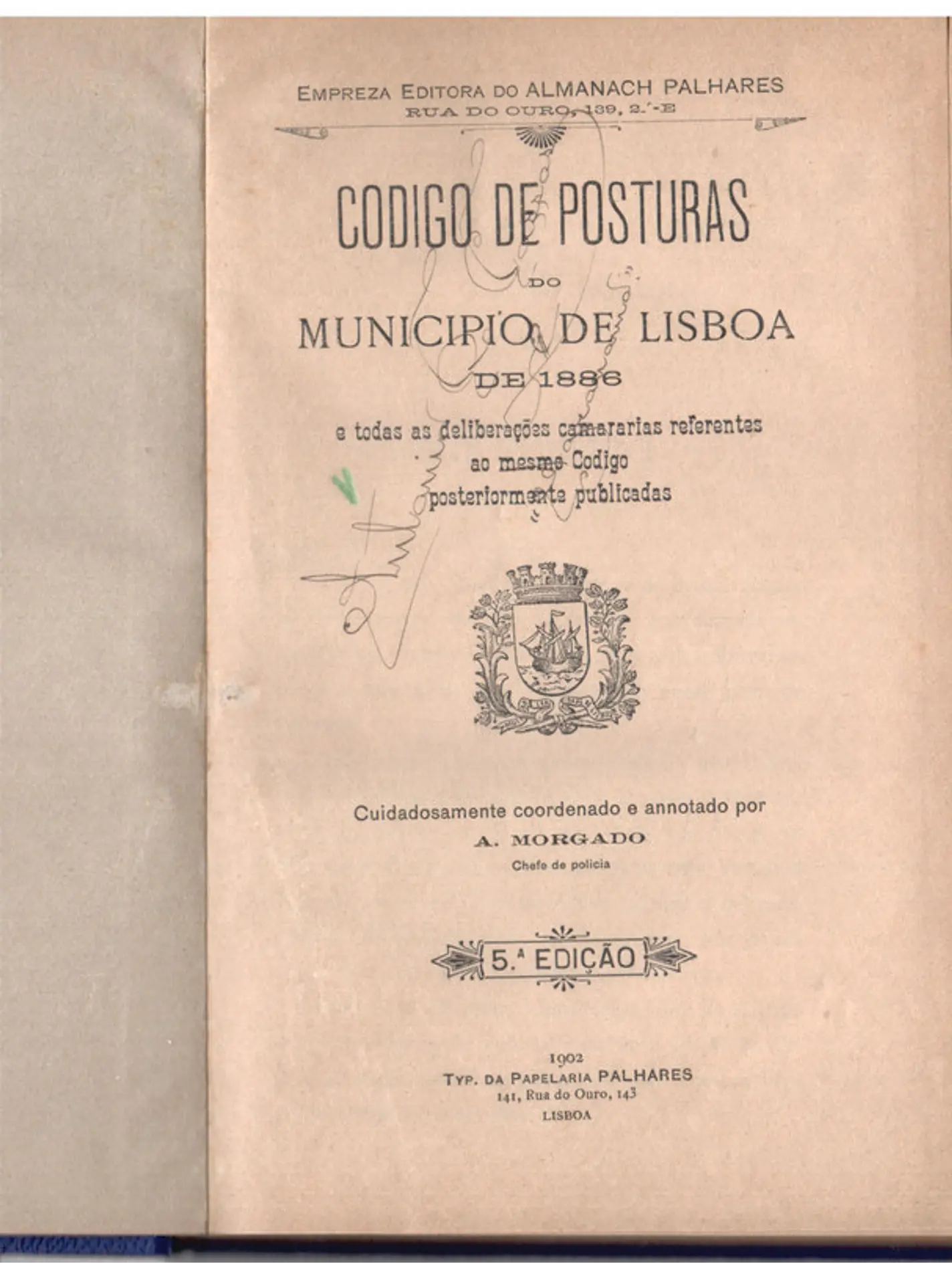 Código de posturas do município de Lisboa 1