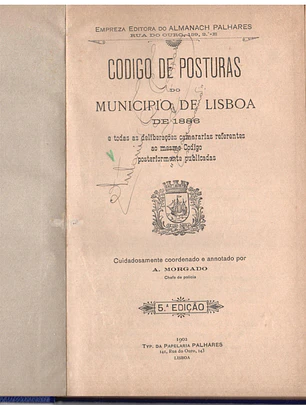 Código de posturas do município de Lisboa