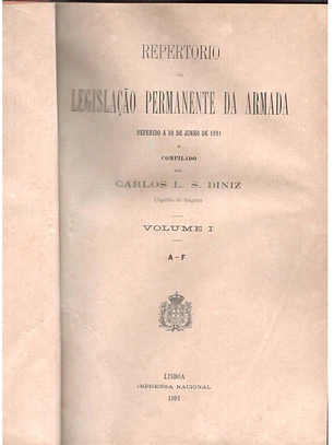 Repertório da legislação permanente da armada referido a 30 de junho de 1891 (volume 1)
