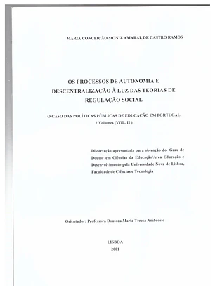 Os processos de autonomia e descentralização à luz da teoria de regulação social - volume 2