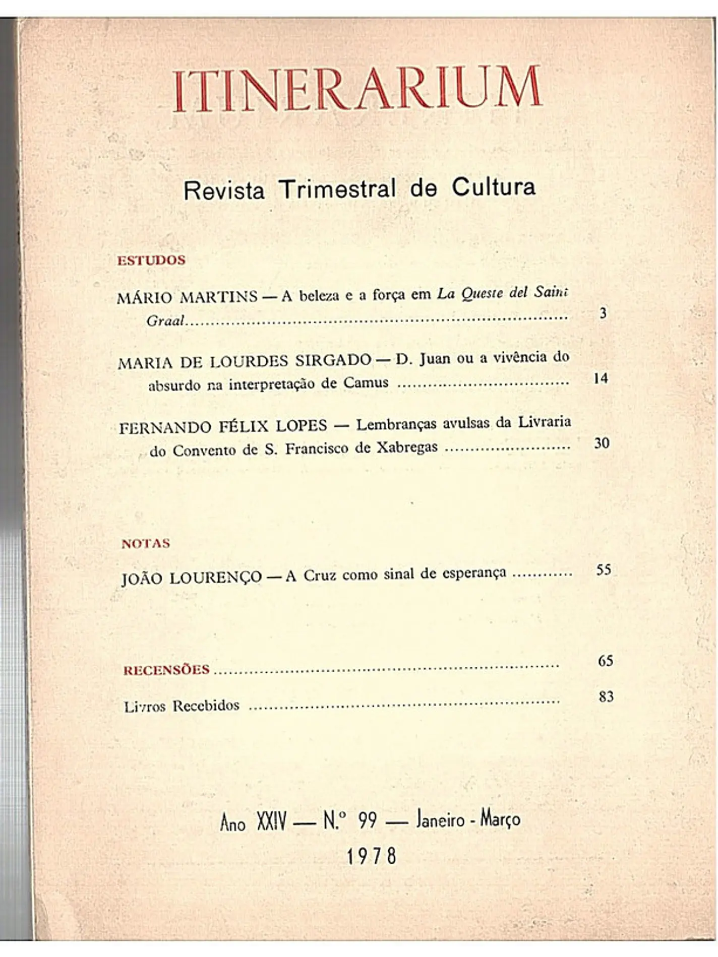 Itinerarium - Revista trimestral de cultura 1