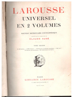 Larousse universel en 2 volumes tome second
