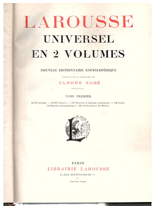 Larousse universel en 2 volumes tome premier
