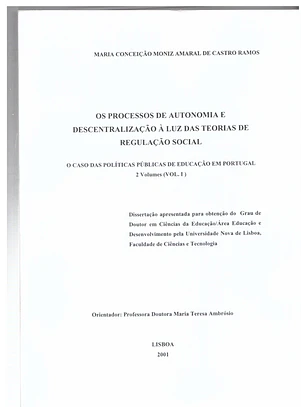 Os processos de autonomia e descentralização à luz da teoria de regulação social - volume 1