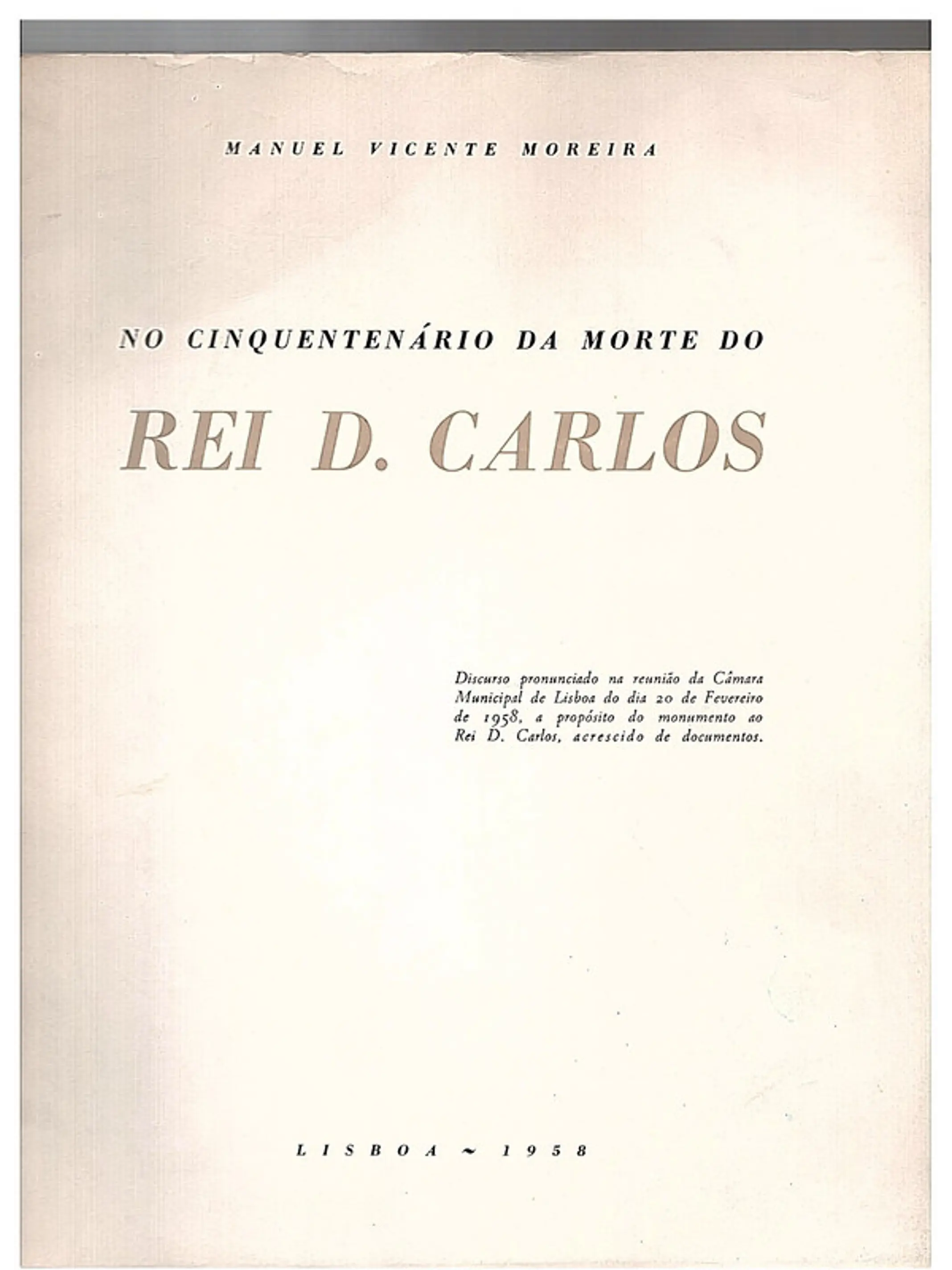 No cinquentenário da morte do rei dom Carlos 1