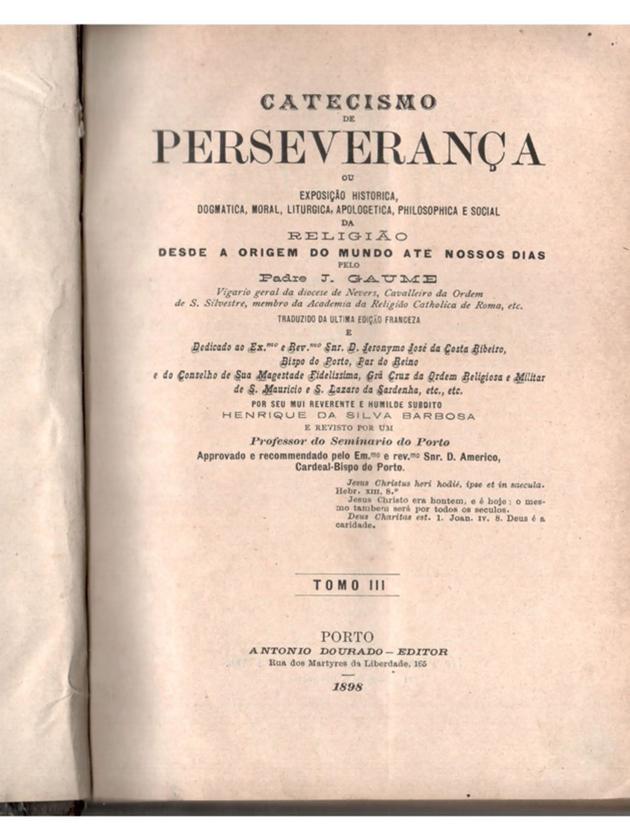 Catecismo da perseverança Volume(s) 3 e 4 1