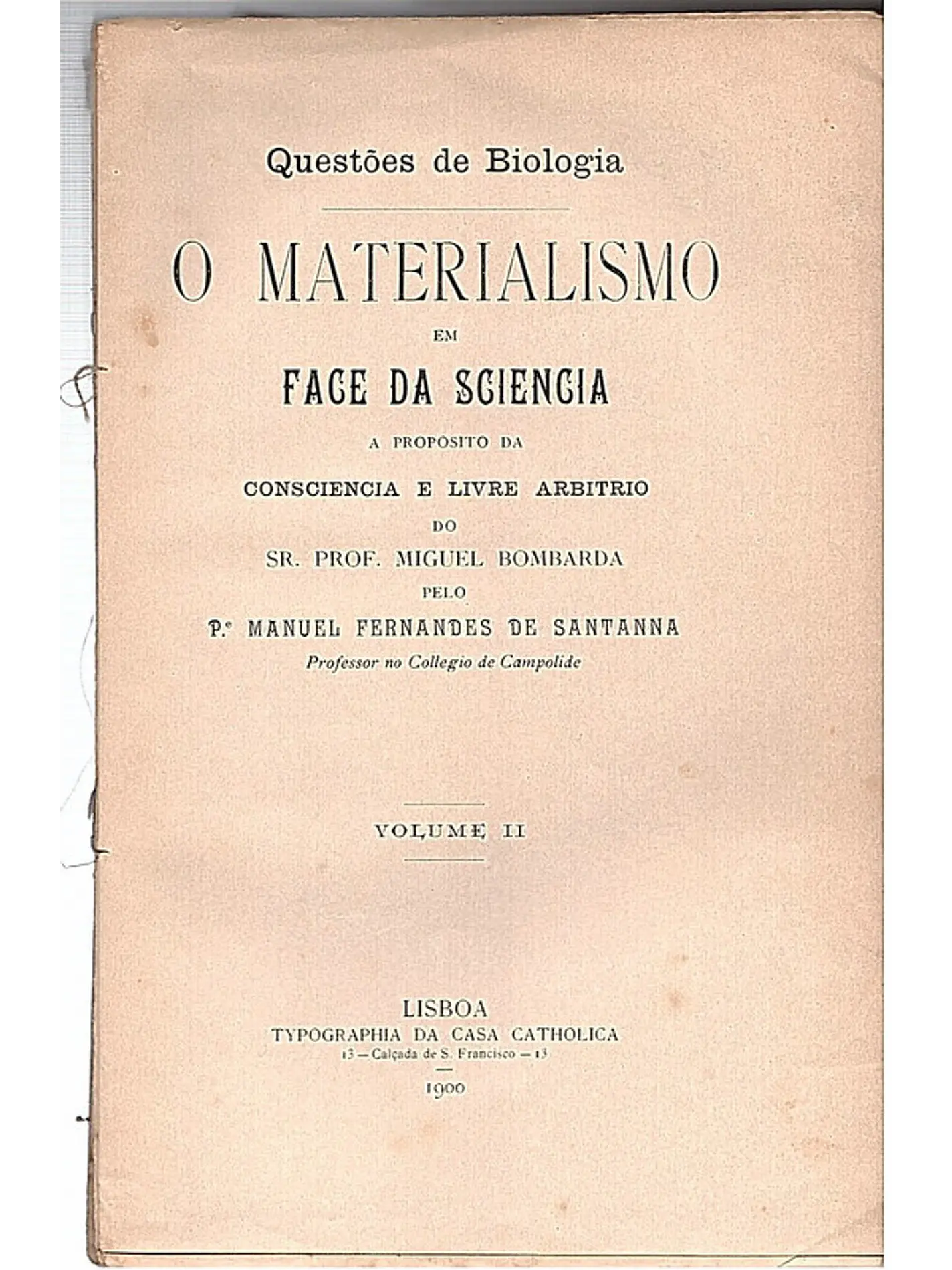 O materialismo em face da sciencia (volume II) 1