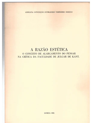 A razão estética, O conceito de alargamento do pensar na crítica da faculdade de julgar de Kant
