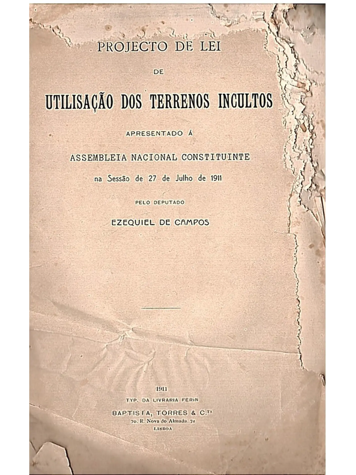 Projecto de lei de utilização dos terrenos incultos 1