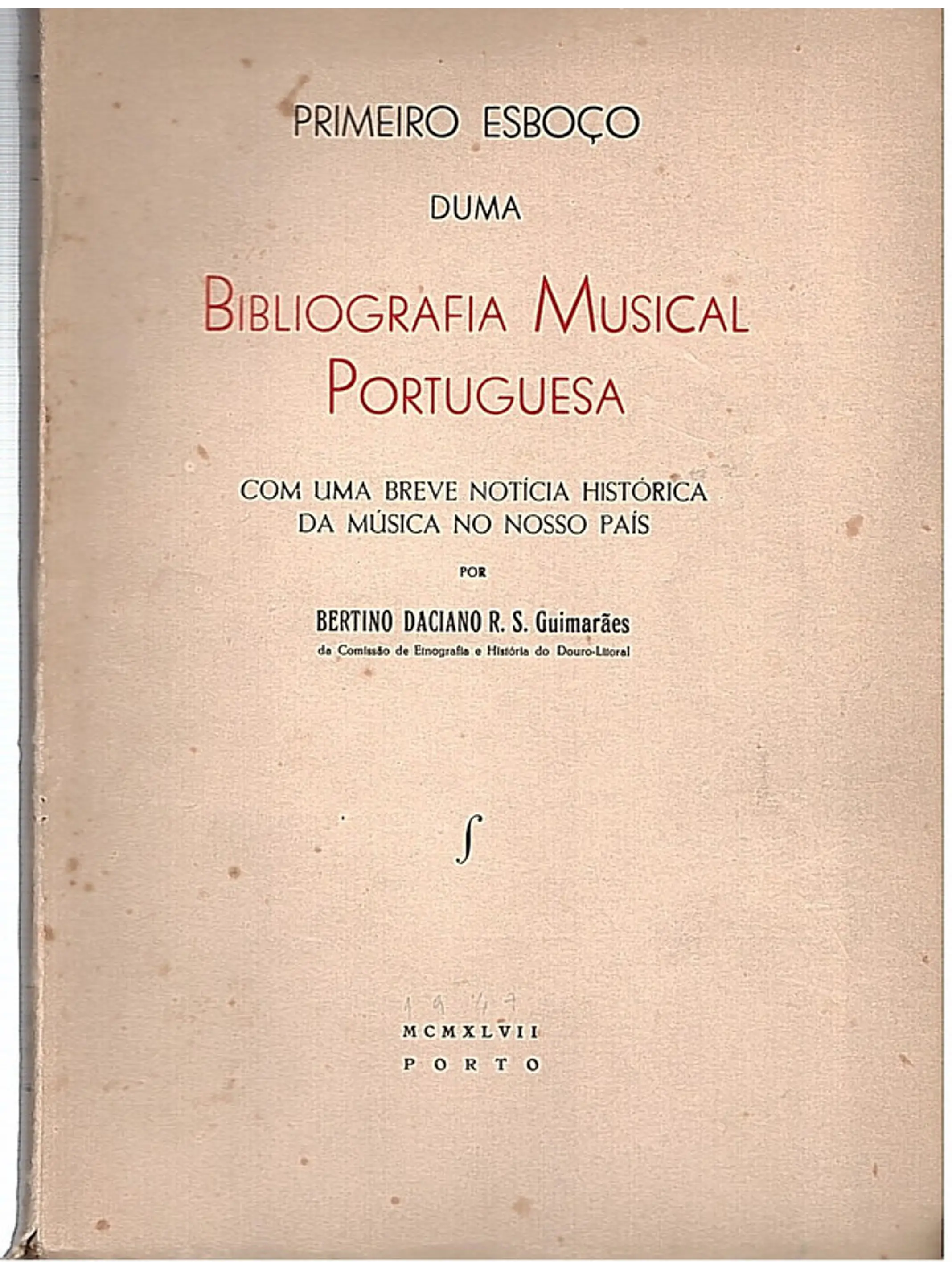 Primeiro esboço duma bibliografia musical portuguesa 1