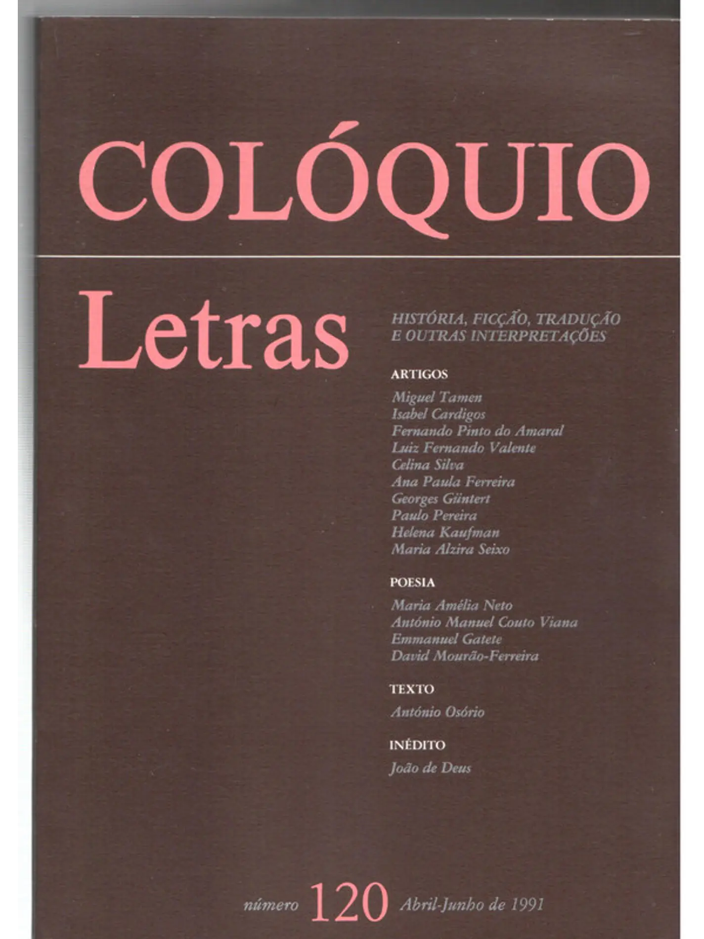 Colóquio letras volume 120 1