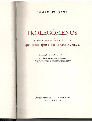 Prolegômenos a toda metafisica futura