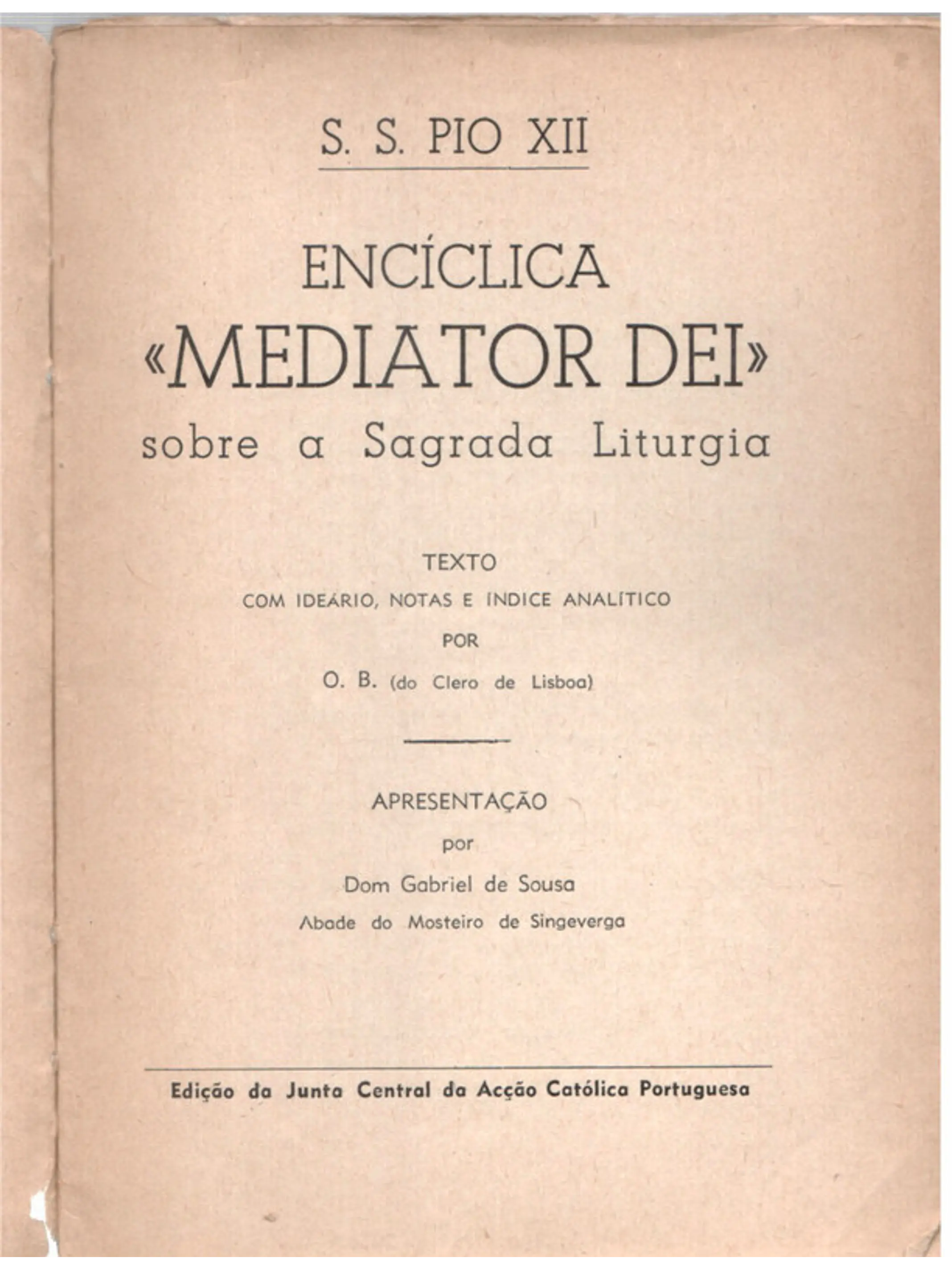 Enciclica Mediator Dei 1