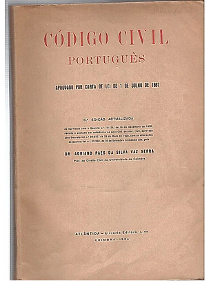 Código civil português aprovado por carta de lei de 1 de Julho de 1867