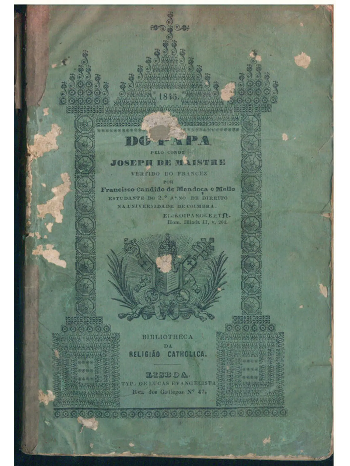 Do Papa, pelo conde, vertido do francez, por Francisco Candido de Mendonça e Mello 1