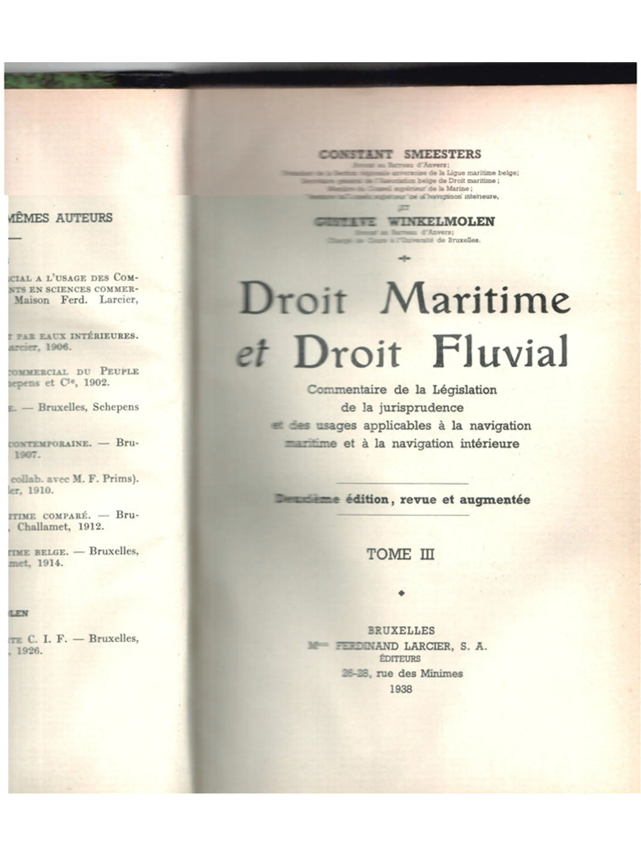 Droit maritime et droit fluvial - Tome 3 1