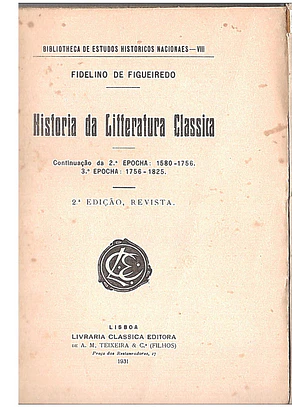 História da litteratura classica 1580 a 1825
