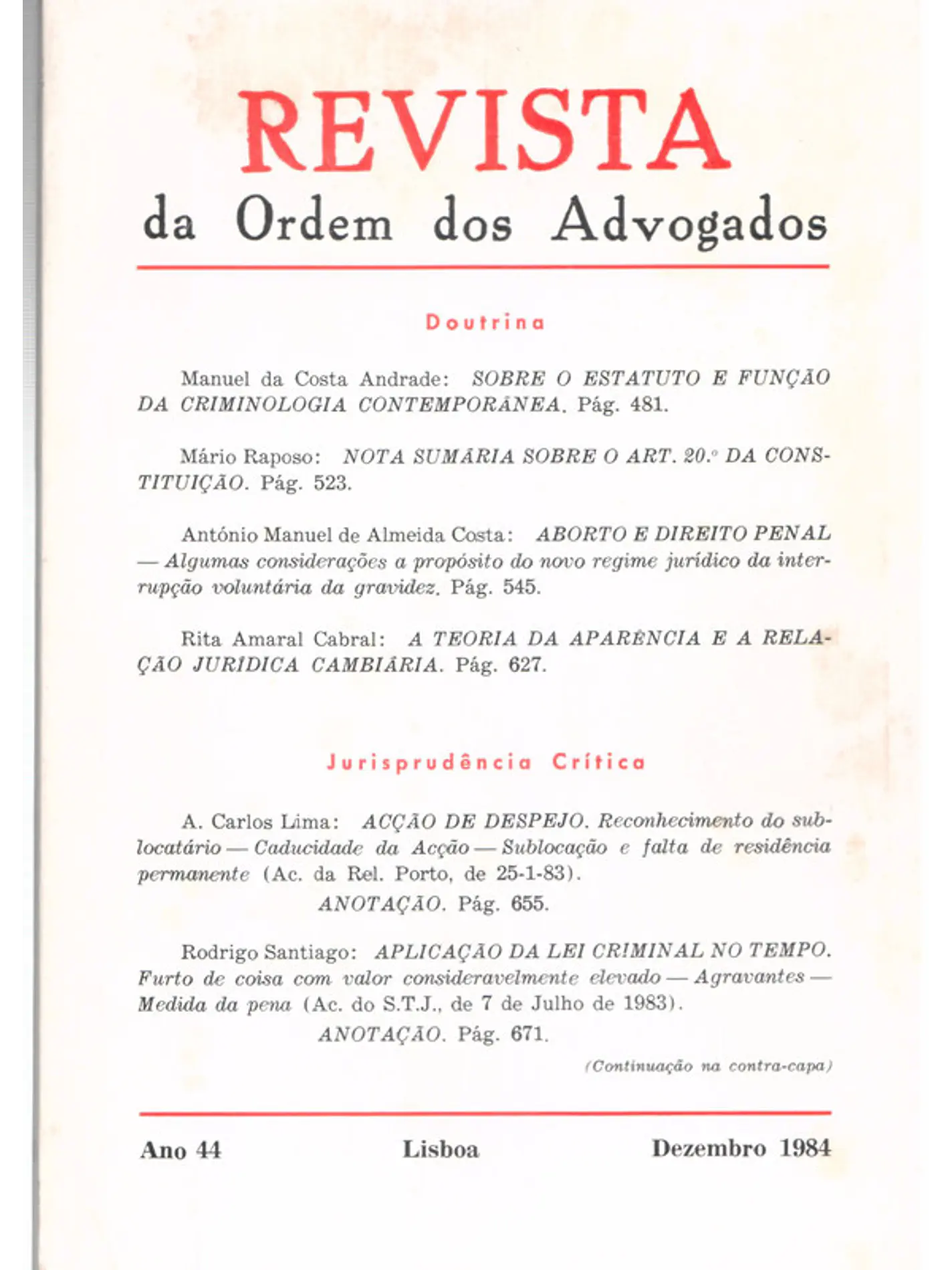 Revista da ordem dos advogados 1