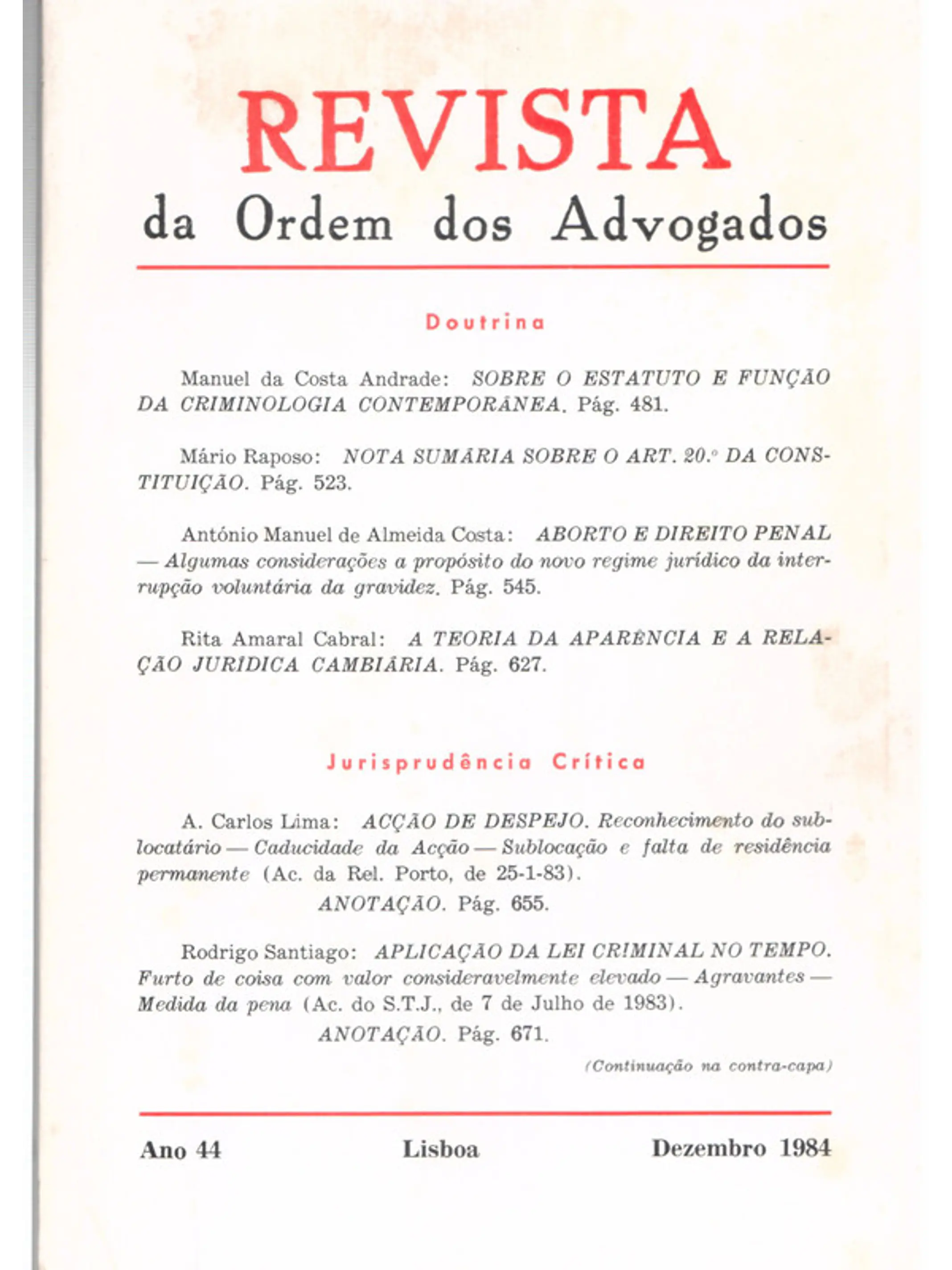 Revista da ordem dos advogados 1
