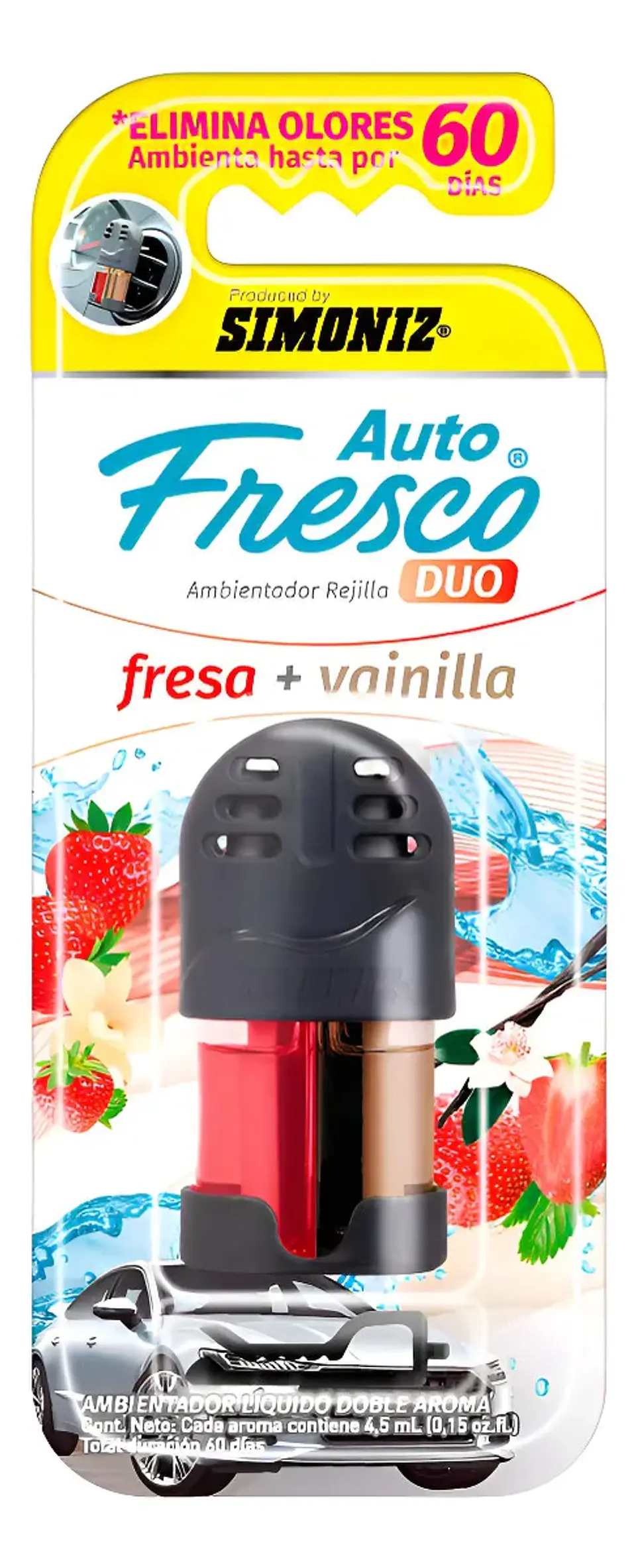 Aromatizante Simoniz para Auto de Fresa y Vainilla, Clip para Rejilla 1