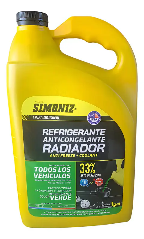 Refrigerante Anticongelante 33% Color Verde Marca Simoniz