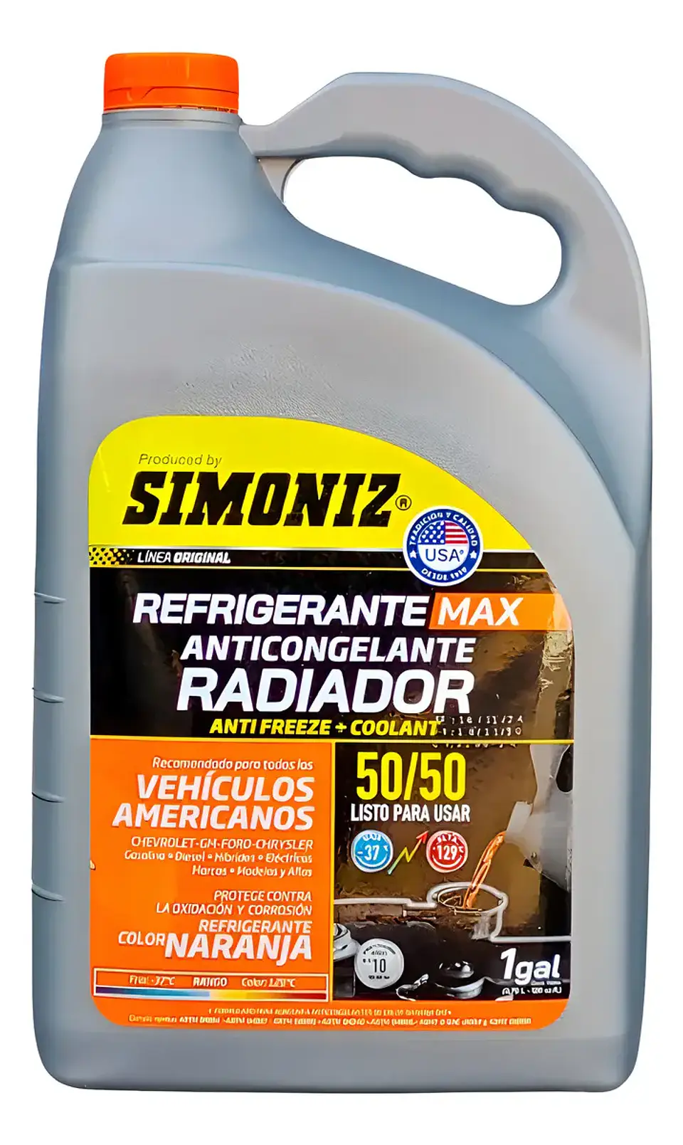 Refrigerante Anticongelante Colant Simoniz 50/50 3.7L Color Naranja 1