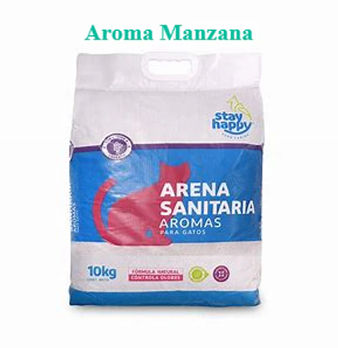 ARENA SANITARIA AGLUTINANTE STAY HAPPY AROMA MANZANA