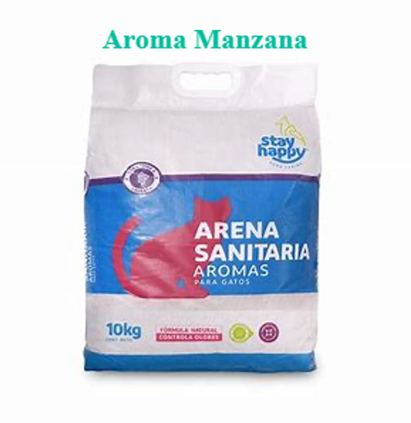 ARENA SANITARIA AGLUTINANTE STAY HAPPY AROMA MANZANA 1