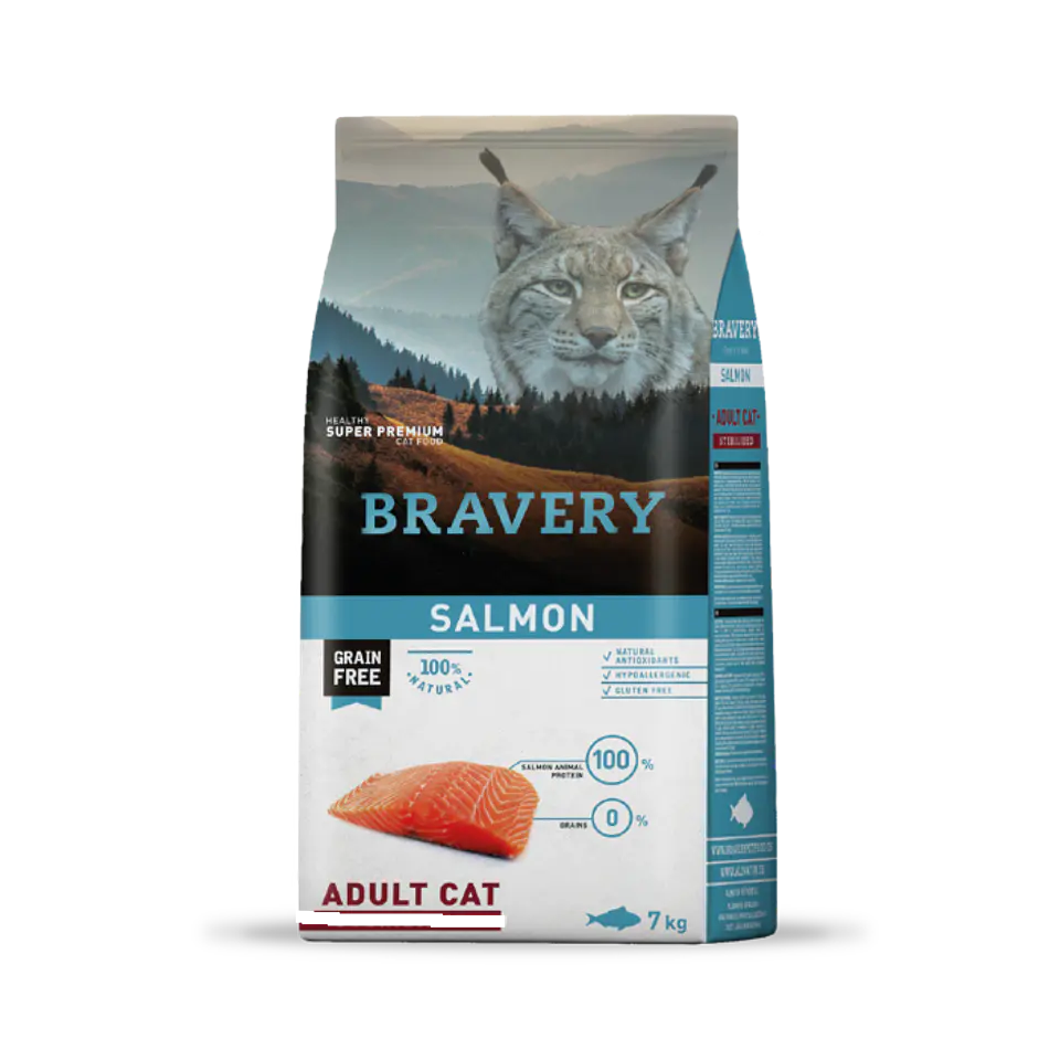 BRAVERY GATO ADULTO SALMON LIBRE DE GRANO 1