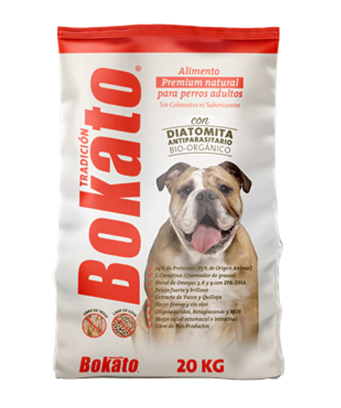 BOKATO ADULTO TRADICION 20 KG CON DIATOMITA ANTIPARASITARIO NATURAL
