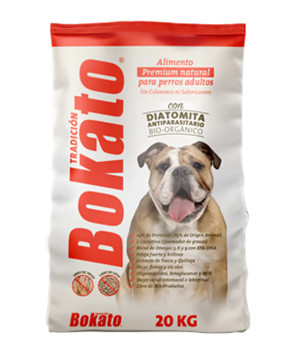 BOKATO ADULTO TRADICION 20 KG CON DIATOMITA ANTIPARASITARIO NATURAL 1