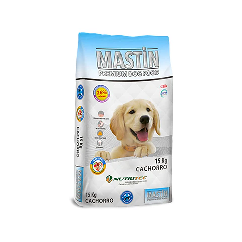 MASTIN 15KG ALIMENTO PREMIUM DE PERRO CON 26% PROTEINA PROCEDENCIA ANIMAL CACHORRO