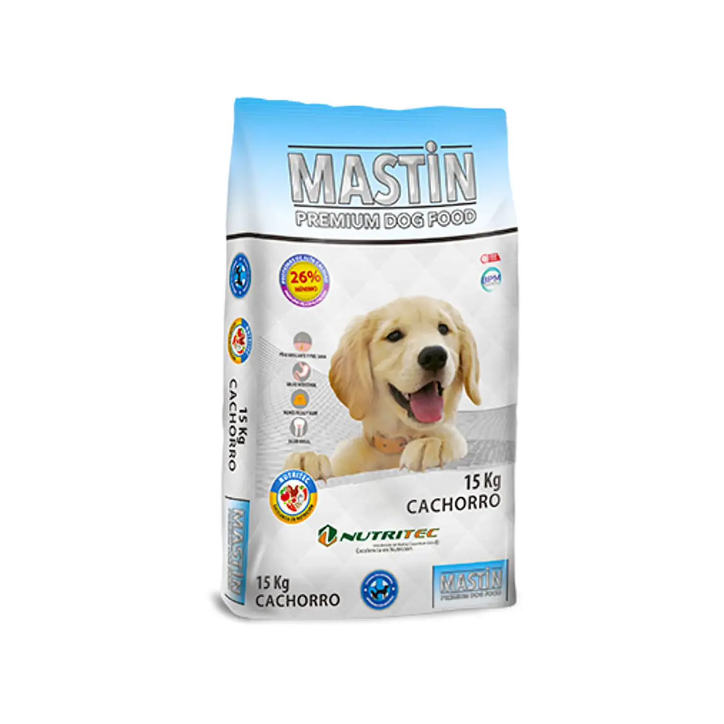 MASTIN 15KG ALIMENTO PREMIUM DE PERRO CON 26% PROTEINA PROCEDENCIA ANIMAL CACHORRO 1