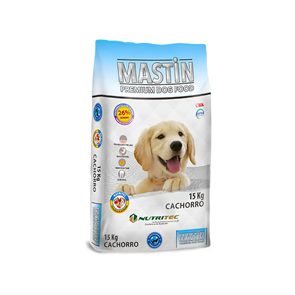 MASTIN 15KG ALIMENTO PREMIUM DE PERRO CON 26% PROTEINA PROCEDENCIA ANIMAL CACHORRO 1