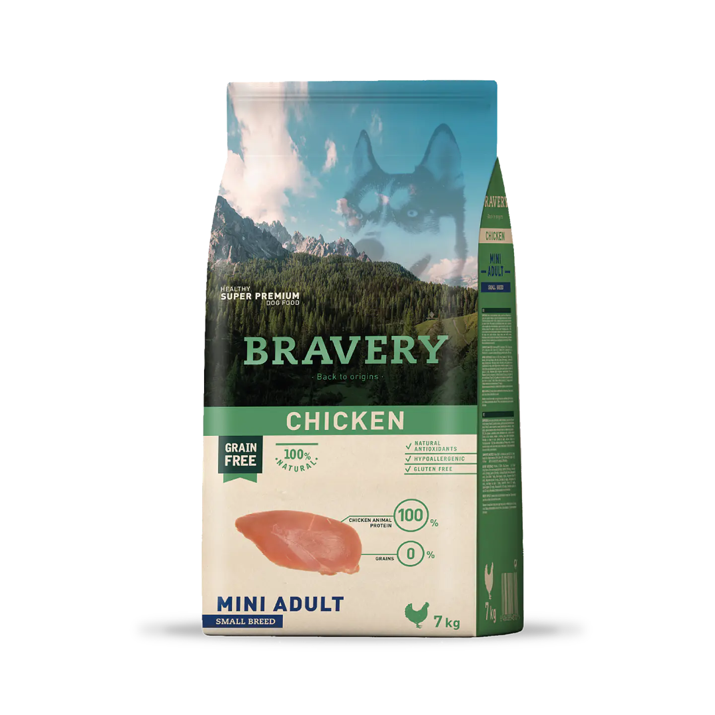 BRAVERY PERRO ADULTO CHICKEN 7 KG LIBRE DE GRANO (RAZAS PEQUEÑAS) 1