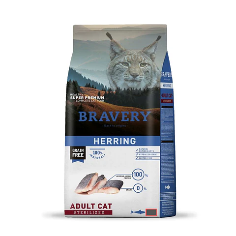 BRAVERY GATO ADULTO HERRING ESTERILIZADO LIBRE DE GRANO