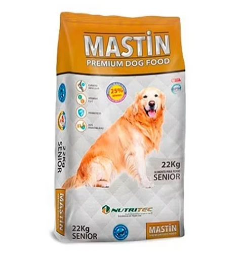 MASTIN 22KG ALIMENTO PREMIUM DE PERRO SENIOR CON 25% PROTEINA PROCEDENCIA ANIMAL