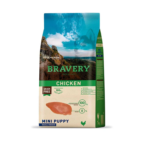 BRAVERY PERRO PUPPY CHICKEN 7 KG LIBRE DE GRANO (RAZAS PEQUEÑAS) 