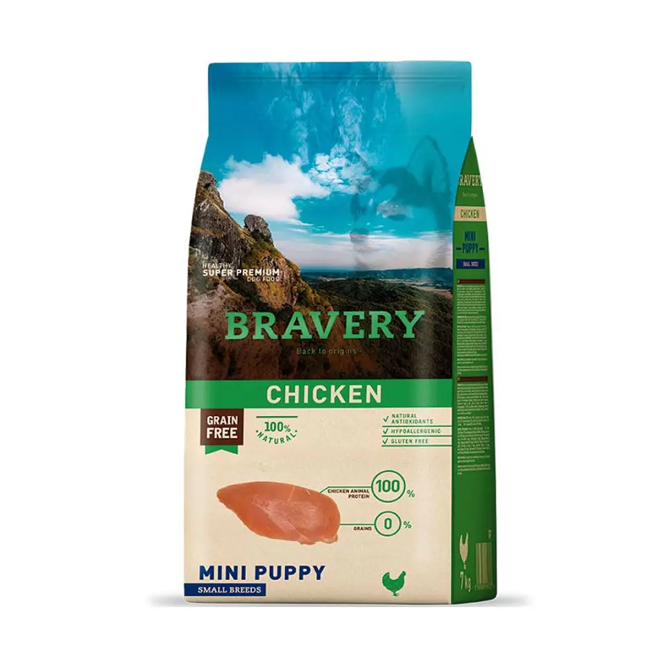 BRAVERY PERRO PUPPY CHICKEN 7 KG LIBRE DE GRANO (RAZAS PEQUEÑAS)  1