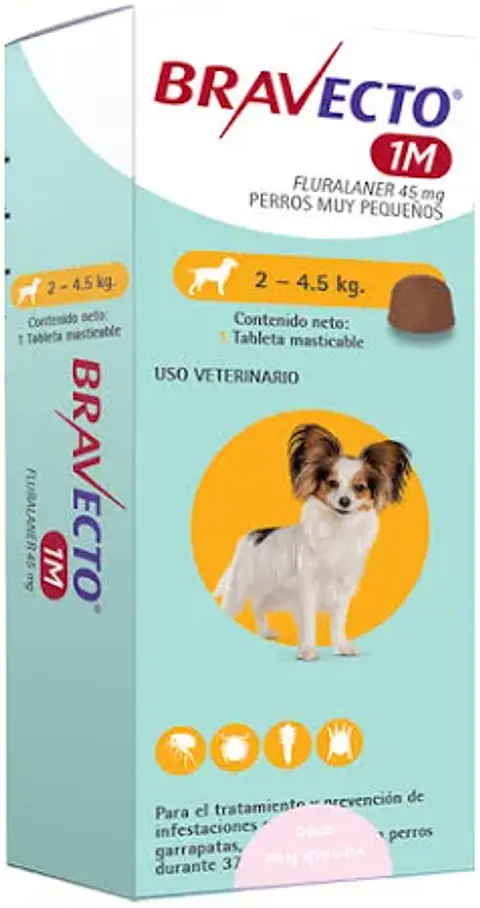 BRAVECTO TRATAMIENTO ANTIPARASITARIO EXTERNO 2 A 4,5KG 1 COMP