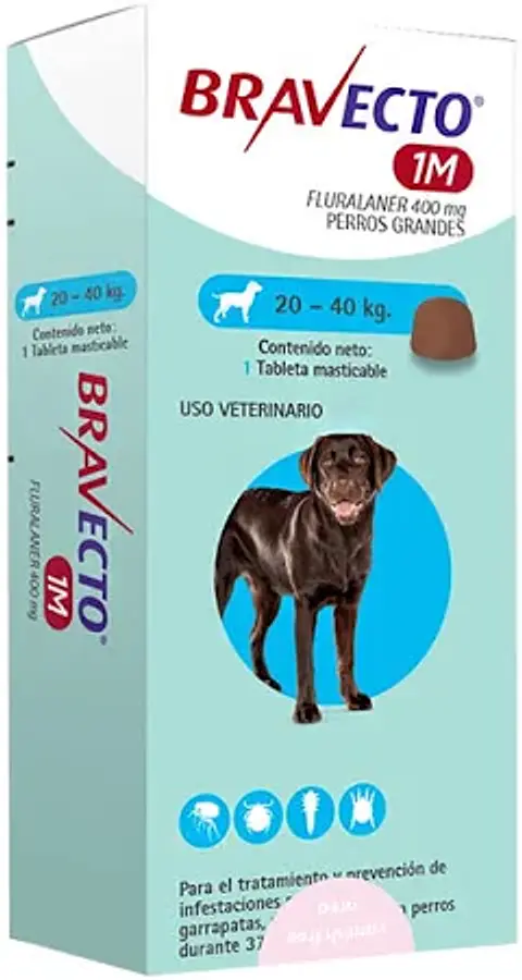 BRAVECTO TRATAMIENTO ANTIPARASITARIO EXTERNO 20 A 40KG 1 COMP