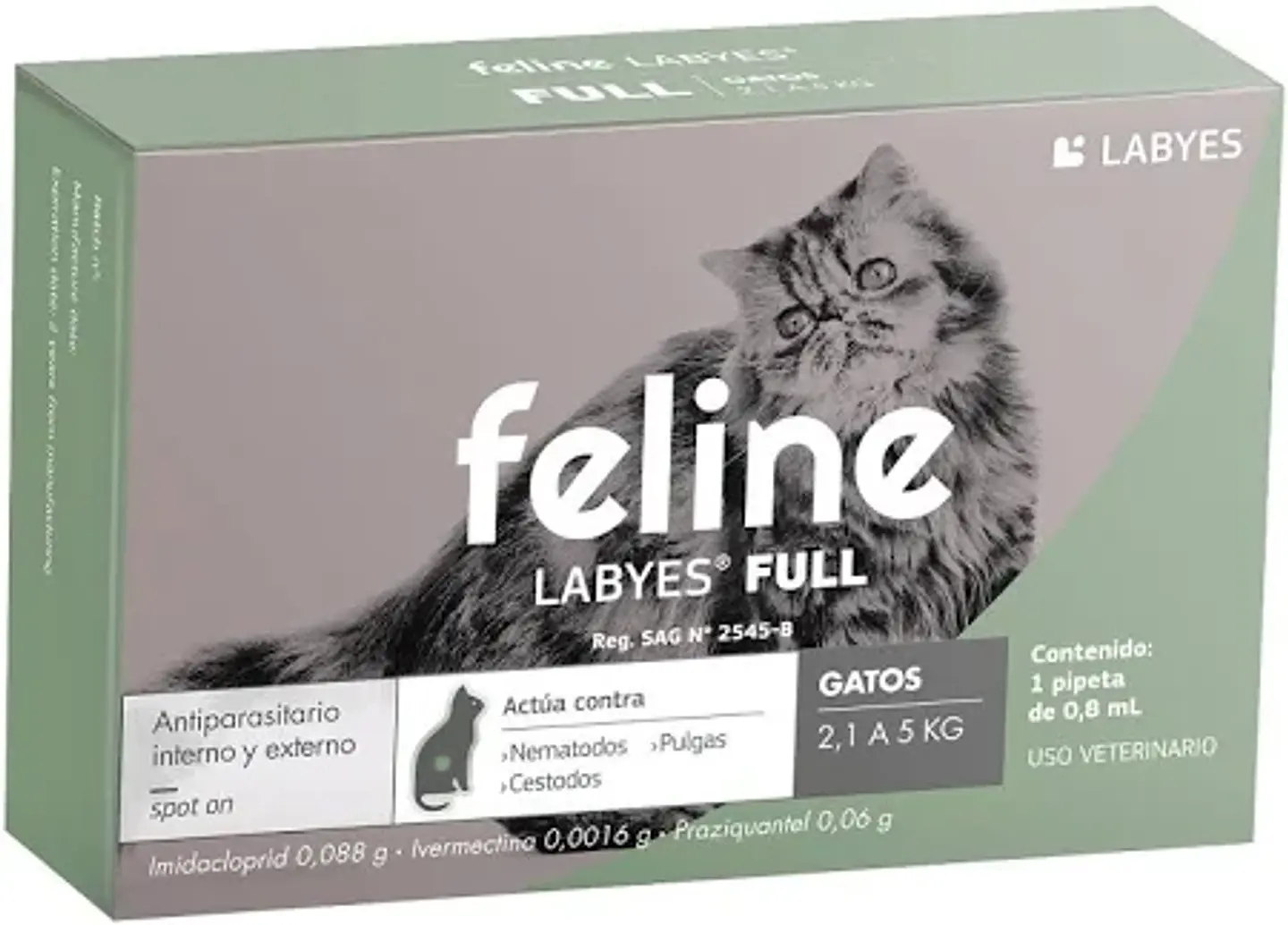 FELINE FULL SPOT 2,1 A 5KG 0,8 ML ANTIPARASITARIO INTERNO Y EXTERNO 1