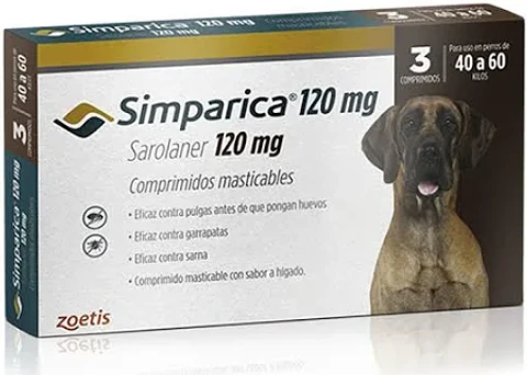 SIMPARICA 120MG SAROLANER PERROS DE ENTRE 40 A 60KG 3 COMP