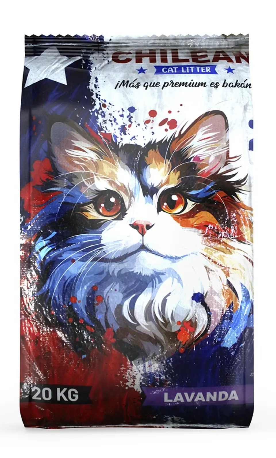 ARENA SANITARIA AGLUTINANTE 20KG AROMA LAVANDA CHILEAN CAT LITTER 1