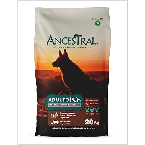 ANCESTRAL ALIMENTO PARA PERRO ADULTO RAZAS MEDIANAS Y GRANDES 20KG