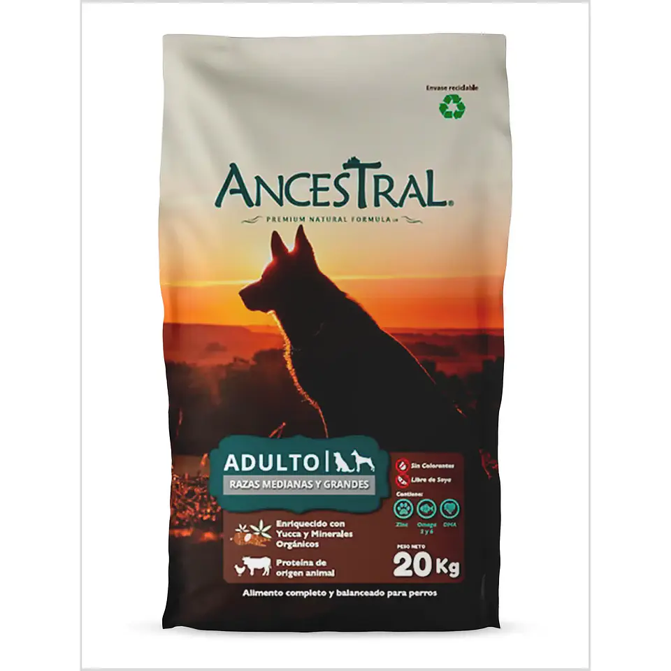 ANCESTRAL ALIMENTO PARA PERRO ADULTO RAZAS MEDIANAS Y GRANDES 20KG 1