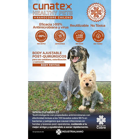 BODY AJUSTABLE POST QUIRURGICO PARA PERRO / BODY CON PATITAS NANOCOBRE