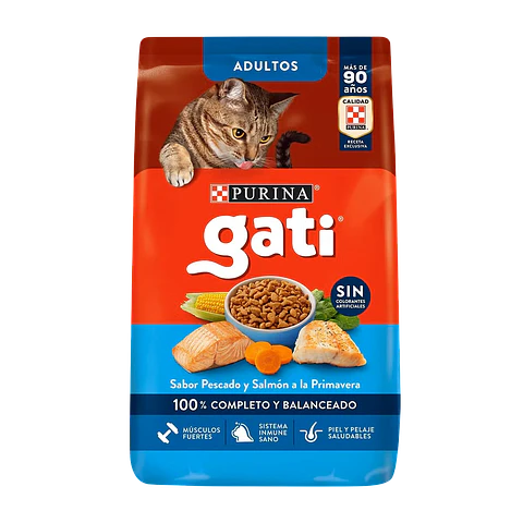 ALIMENTO PARA GATO ADULTO GATI PESCADO Y SALMON 8KG PURINA