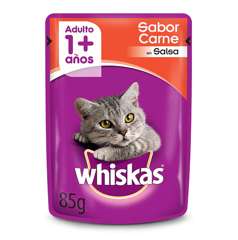 ALIMENTO HUMEDO SOBRE WHISKAS 85 GR GATO ADULTO CARNE